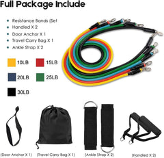 Resistance Bands Set - 11pcs Latex Pull Rope With Door Anchor, Handles, And Ankle Straps For Effective Home And Gym Workout Routines